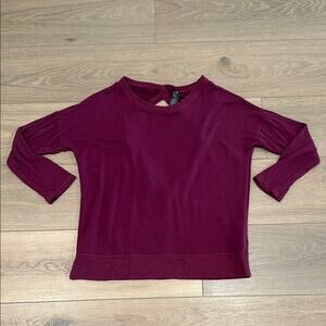 YOGALICIOUS Wine Open Back Long Sleeve Active Workout Yoga Top Shirt Size Small